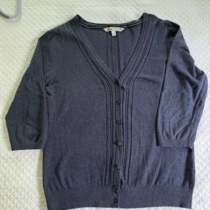 Fat Face Navy Blue 3/4 Sleeve Cardigan - Med (UK 12)